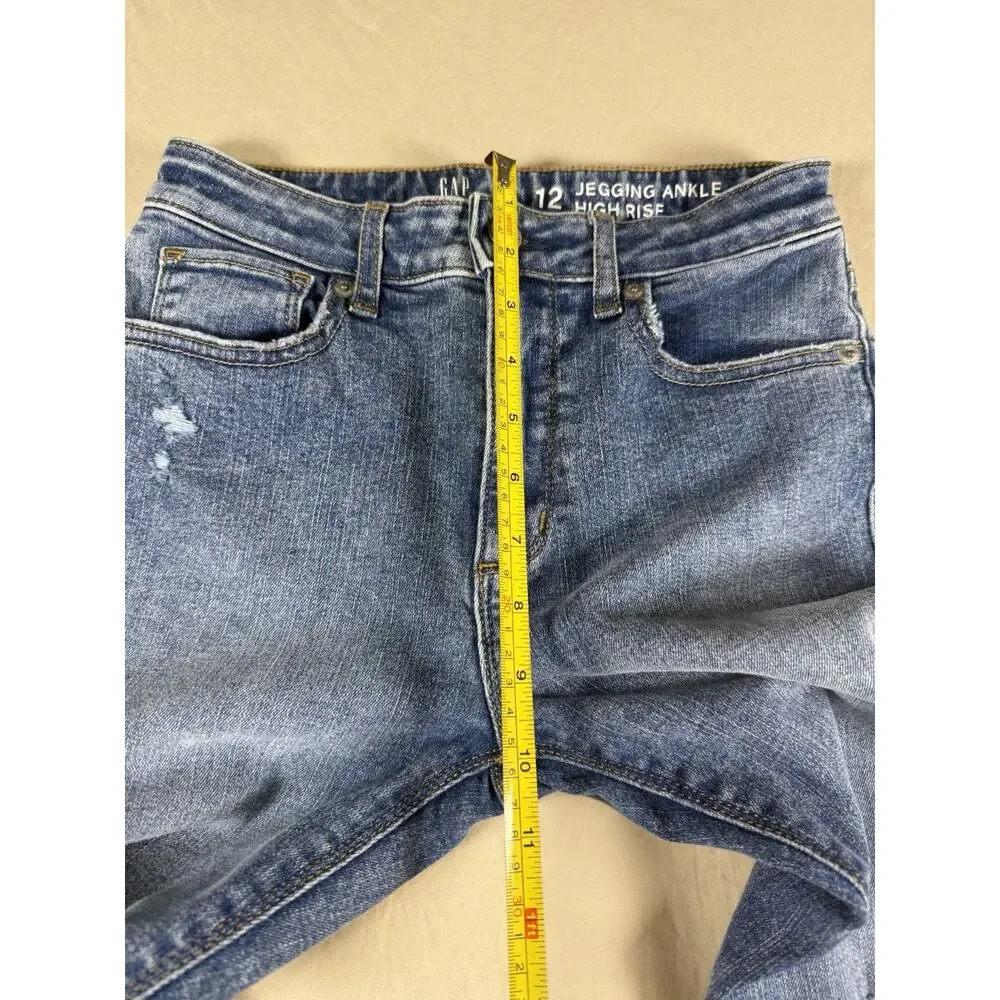 Gap Kids Jeans Size 12 Sky Jegging Ankle High Rise & Ankle with Distressed Hem